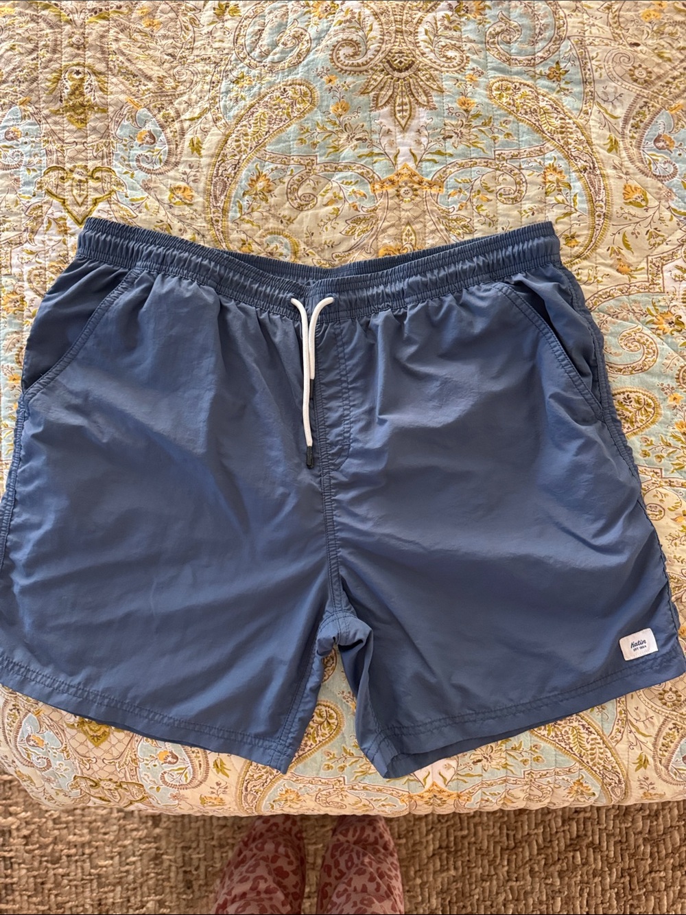 Katin Slate Blue Men's Swim Trunks with White Drawstring